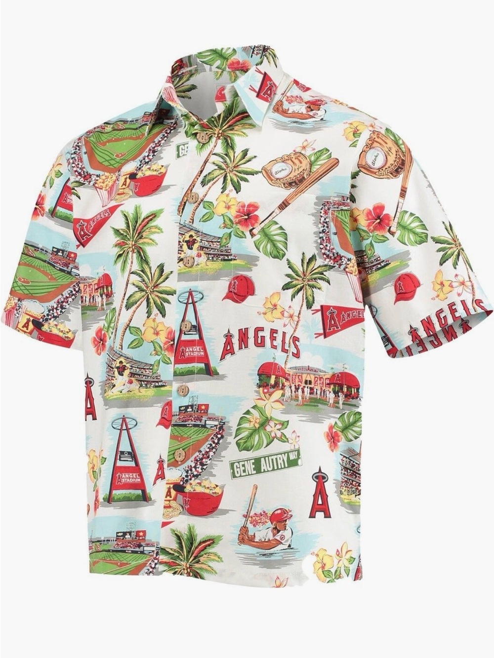 Men's Los Angeles Angels Reyn Spooner White Scenic Button-Up Shirt